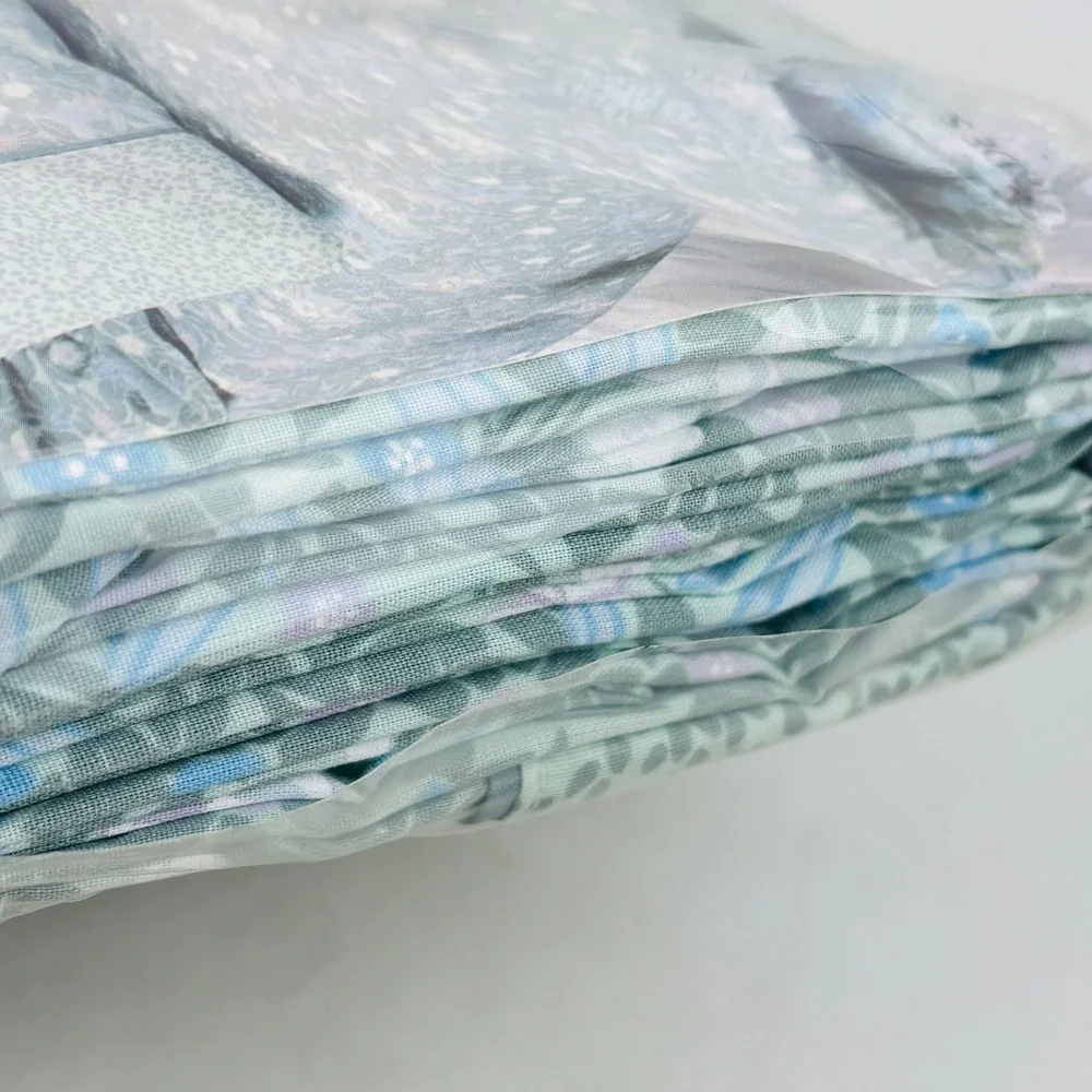 Dan River Jade Song Twin Sheet Set Floral Blue Green Flat Fitted Case Vintage